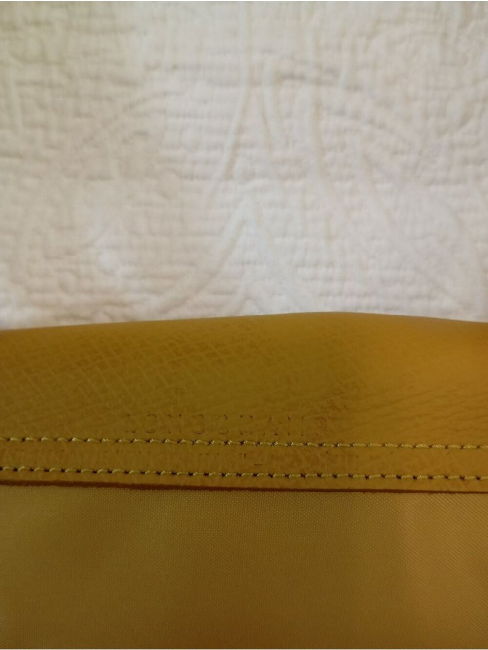 Longchamp Le Pliage Large Yellow Nylon Tote With Leather Handles & Snap Closure - Picture 12 of 14